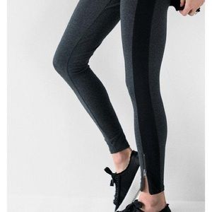 Express High-Waisted Striped Zip Leggings